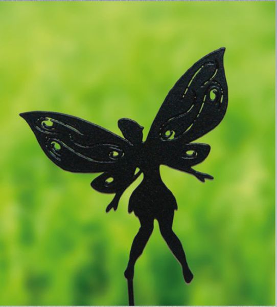 Small Fairy on Stake - Garden Ornament - Solid Steel - H30 cm - Bare Metal/Ready to Rust
