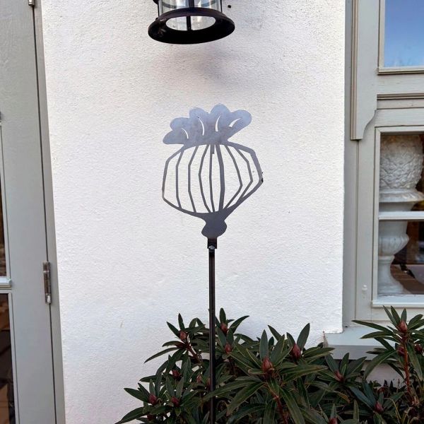 1 Feet Poppy Seed Head Plant Pin (Pack of 3) - Bare Metal/Ready to Rust