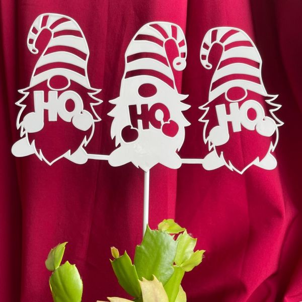 Ho Ho Ho Pot Pin Garden Art (Pack of 3) - H25 cm - White