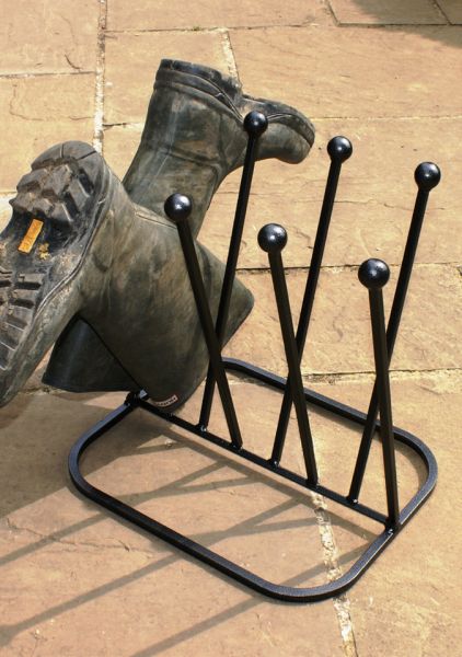 4 Pair Diagonal Boot Rack (Round) - Steel Wellie Stand - Steel - L35.6 x W43.2 x H45.7 cm - Black