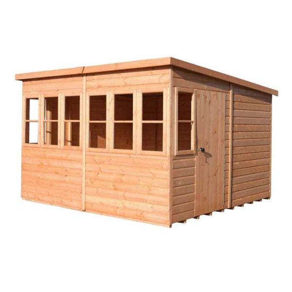 Sun Pent 10 x 6 Feet Single Door with Eight Windows Dip Treated Wooden Garden Potting Shed