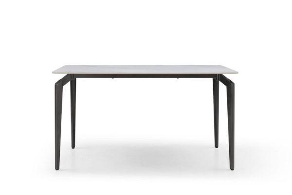 Kayo Rectangular Engineered Marble Dining Table - L140 x W80 x H75 cm - White