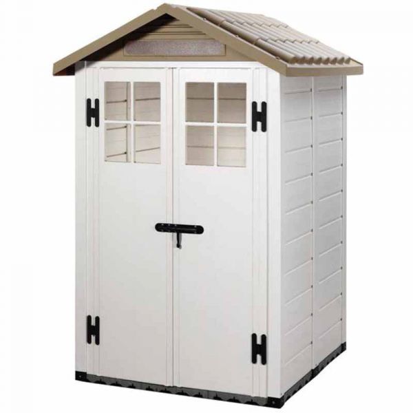 Tuscany Evo 4' x 4' 100 Apex Plastic Shed Double Door with Two Pre Glazed Plastic Windows