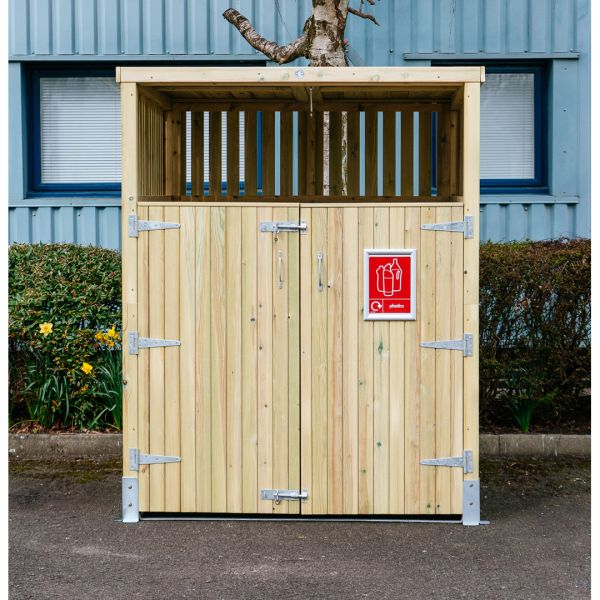 Whalley Commercial Euro Wheelie Bin Store with Roof - L164 x W154.5 x H210 cm - Self Assembly - Fits 1 x 660L to 1100L Wheelie Bin