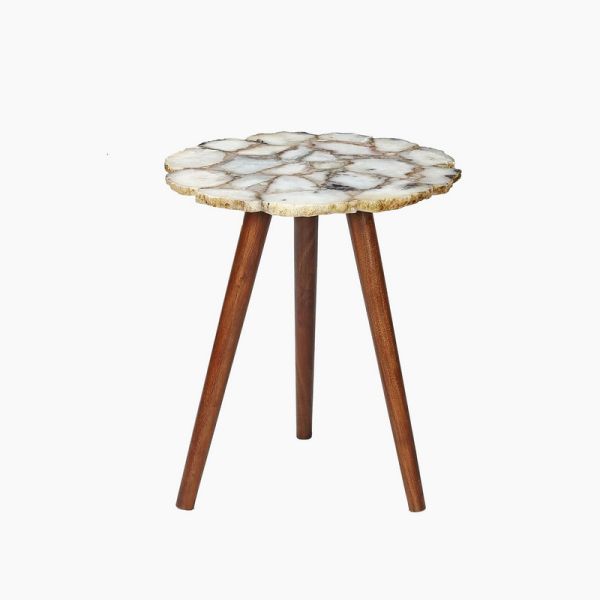 Myra Pearl End Table - Agate/Metal - L40 x W40 x H52 cm - Brown