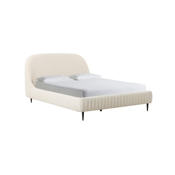 Denise King Bed - Boucle/Iron/Wood - L241 x W167.6 x H110.5 cm - Cream