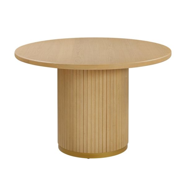 Chelsea Round Dining Table - Iron/MDF/Veneer/Wood - L119.9 x W119.9 x H76.2 cm - Natural Oak