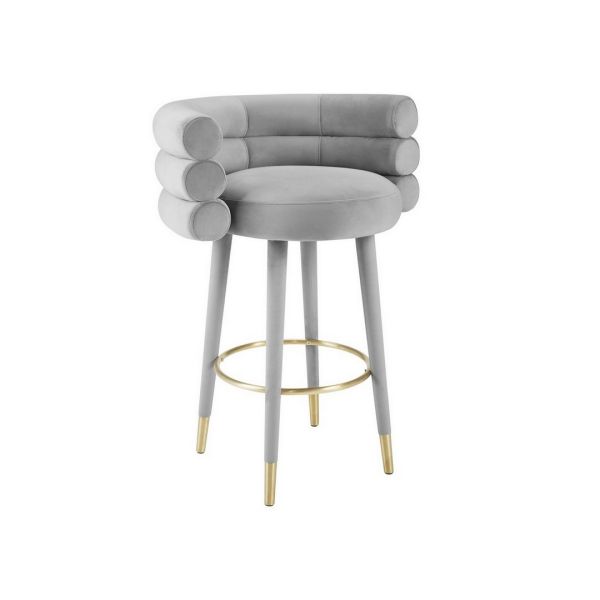 Betty Barstool - Stainless Steel/Velvet/Wood - L57.9 x W68.8 x H93 cm - Grey