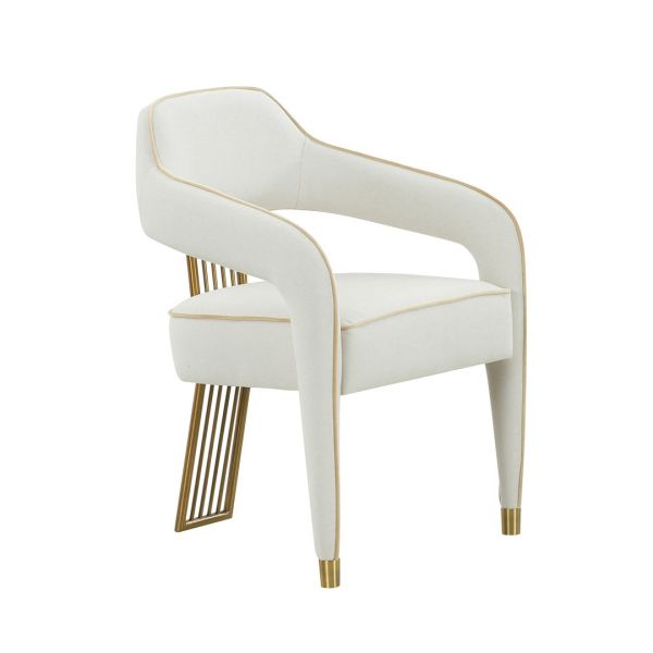 Corralis Performance Dining Chair - Linen/Stainless Steel/Wood - L57.9 x W57.9 x H80 cm - Cream