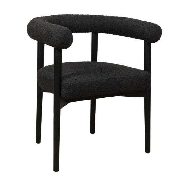 Spara Dining Chair - Boucle/Wood - L56.4 x W64.5 x H72.1 cm - Black