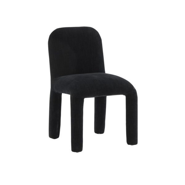 Georgia Midnight Dining Chair - Chenille/Wood - L53.3 x W50 x H80 cm - Black