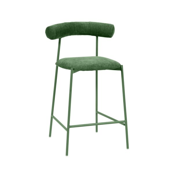 Liliana Counter Stool - Iron/Velvet - L53.1 x W54.1 x H88.9 cm - Forest Green