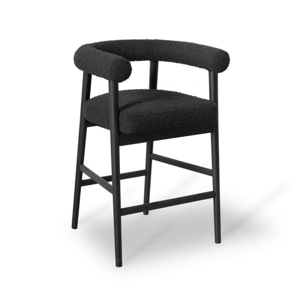 Spara Counter Stool - Boucle/Wood - L52.3 x W57.9 x H85.6 cm - Black
