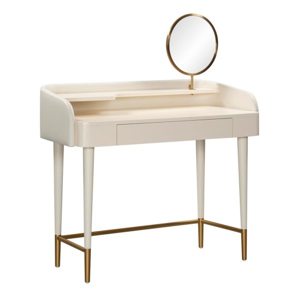Penelope Wrapped Vanity Desk - Acacia/Iron/MDF - L52.1 x W114.3 x H92.7 cm - Cream