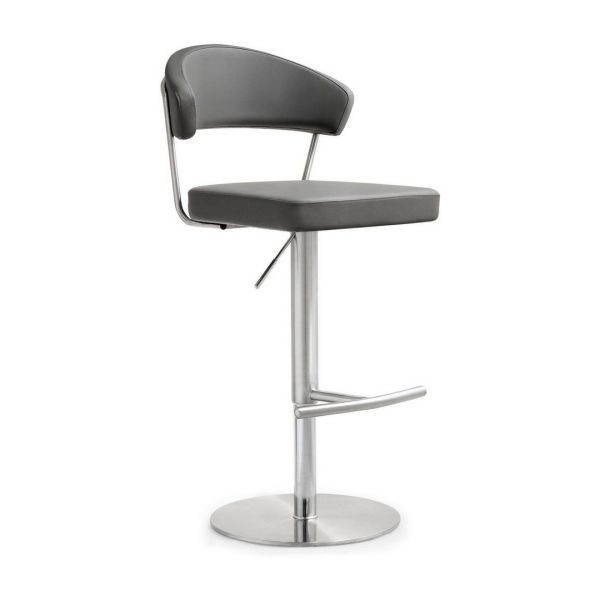 Cosmo Barstool - Stainless Steel/Vegan Leather - L55.9 x W51.1 x H110 cm - Grey