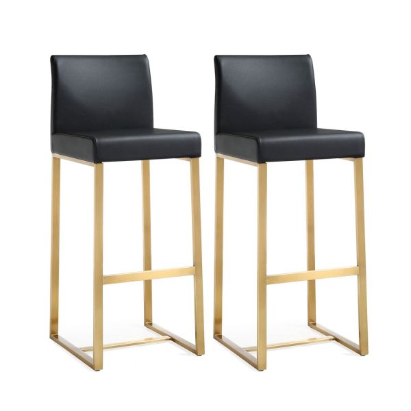 Denmark Barstool - Set of 2 - Stainless Steel - L47 x W40.6 x H104.9 cm - Black/Gold