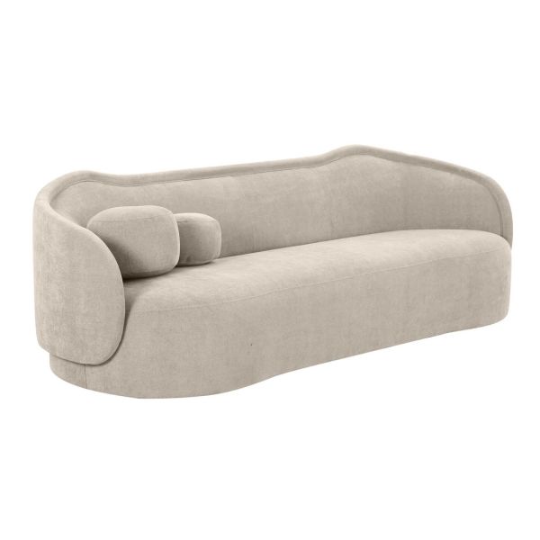 Circe Textured Sofa - Plywood/Velvet - L88.9 x W235 x H73.9 cm - Taupe