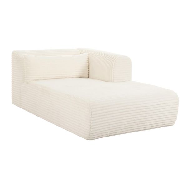 Tarra Fluffy Oversized Modular RAF Chaise - Corduroy Fabric/Wood - L179.1 x W110.5 x H68.1 cm - Cream