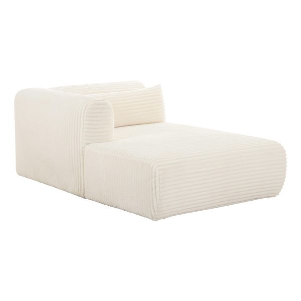 Tarra Fluffy Oversized Modular LAF Chaise - Corduroy Fabric/Wood - L179.1 x W110.5 x H68.1 cm - Cream