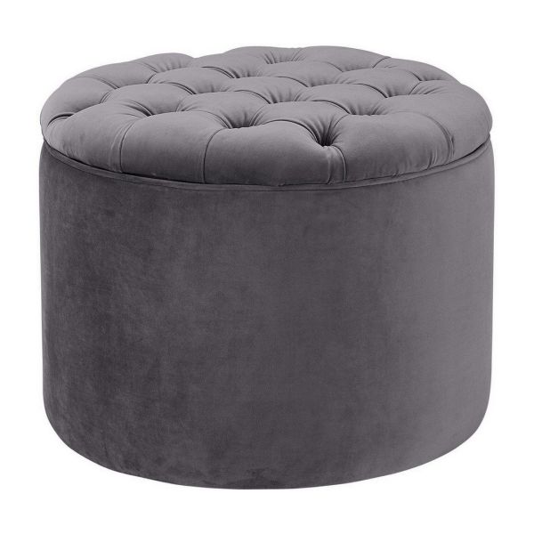 Queen Storage Ottoman - Velvet - L53.3 x W53.3 x H40.6 cm - Grey