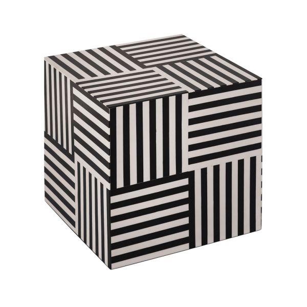 Cube Side Table - MDF - L38.1 x W38.1 x H38.1 cm - Black/White