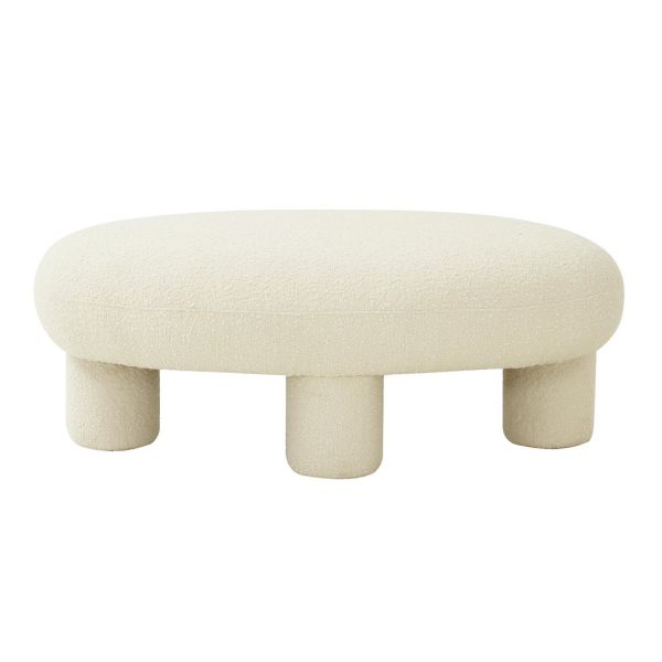 Discus Ottoman - Boucle Polyester - L71.1 x W116.1 x H42.9 cm - Cream