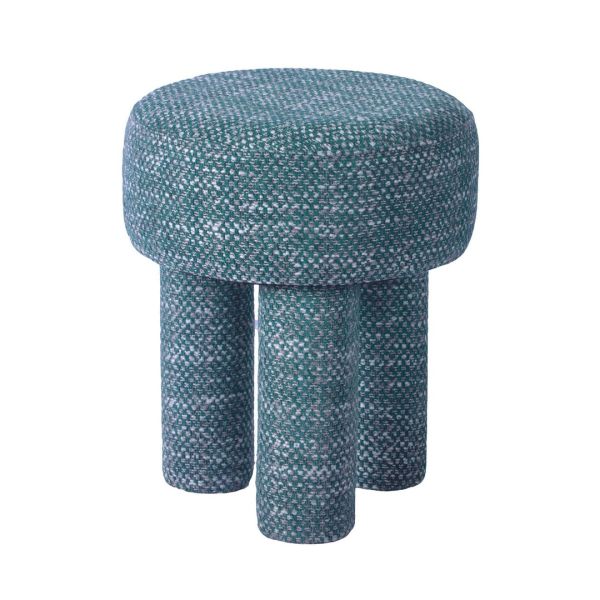 Claire Knubby Stool - Chenille/Wood - L36.1 x W36.1 x H43.2 cm - Teal