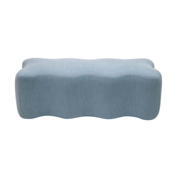Archie Upholstered Bench in Faded Linen - Plywood/Recycled Fabric - L53.8 x W123.2 x H45 cm - Blue