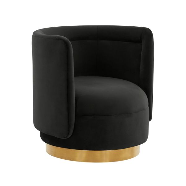 Remy Swivel Chair - Velvet - L64.8 x W68.8 x H71.9 cm - Black