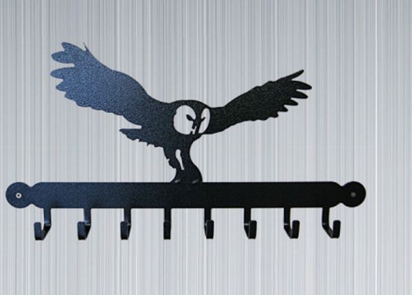 Tool Rack (Owl) - Hooks - Solid Steel - W53.3 x H10 cm - Black