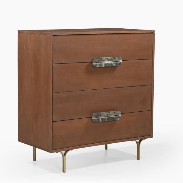 Steen Four Chest of Drawers - Mango Wood/MDF - L90 x W45 x H95 cm - Walnut/Green