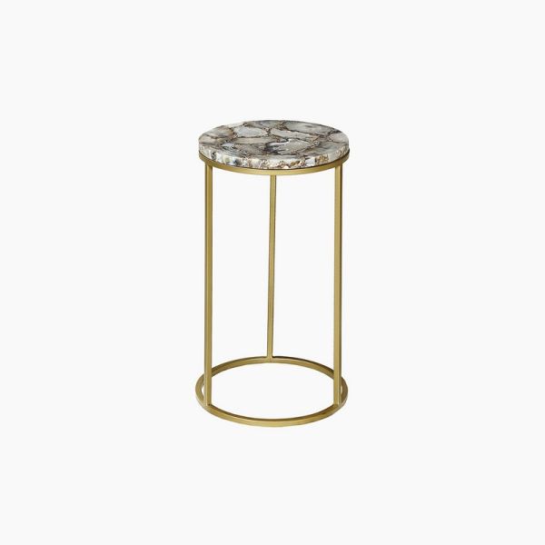 Greta Agate End Table - Metal - L30 x W30 x H55 cm - Blue/Black/Gold
