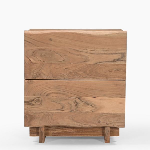 Davis Two Drawer Side Table - Acacia Wood - L50 x W40 x H55 cm - Natural