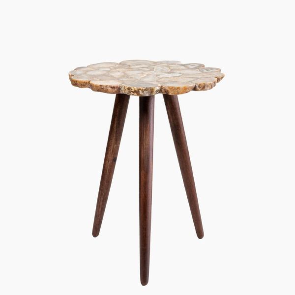 Myra End Table - Agate/Iron/Acacia Wood - L40 x W40 x H52 cm - Brown