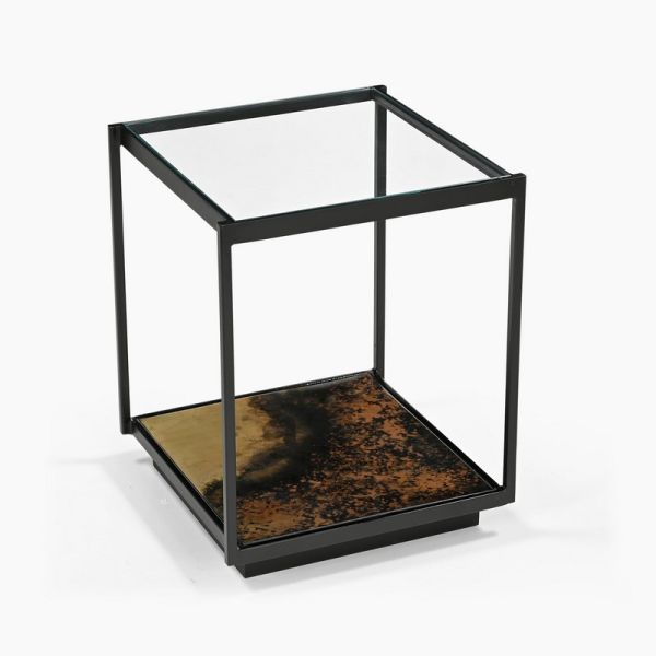 Galaxy End Table with Glass Top - Iron - L45 x W45 x H56 cm - Galaxy