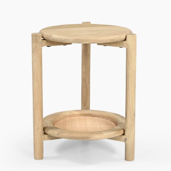 Jonita Rattan End Table - Mango Wood - L37 x W37 x H50 cm - Natural