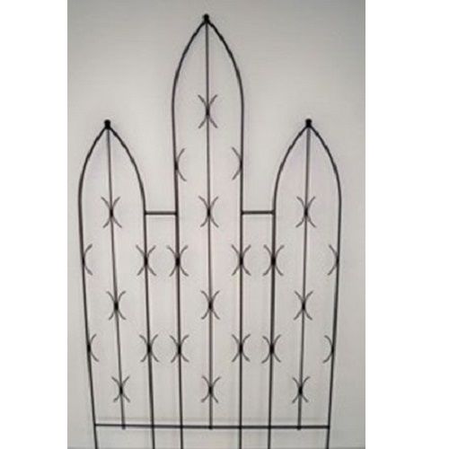 Triple Centre Point Gothic Screen - Decorative Garden Screen, Plant Support - Solid Steel - W91.4 x H180 cm - Black