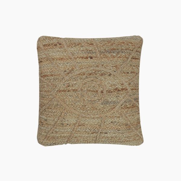 Mayan Embroidered Cushion - Jute/Cotton - L50 x W50 x H1 cm - Natural