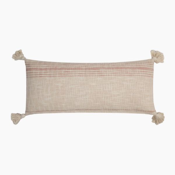 Zain Slub Striped Cushion - Cotton - L30 x W70 x H1 cm - Coral