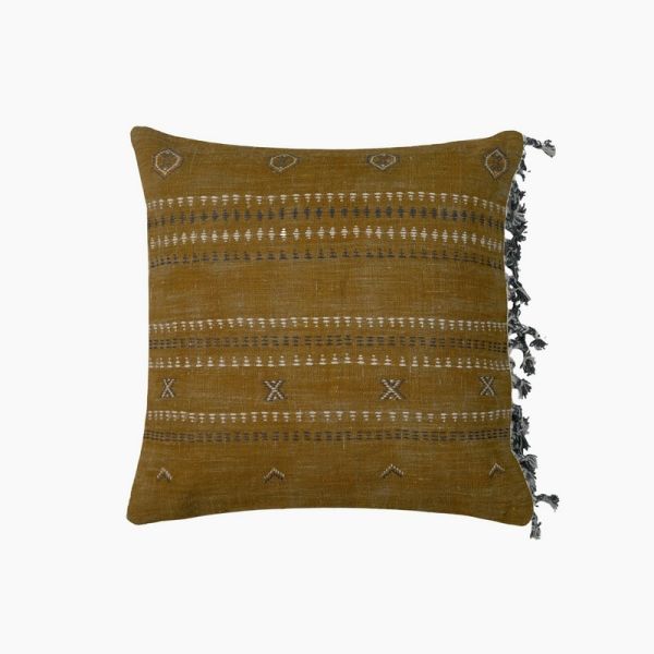 Lopa Yellow Cotton-Linen cushion - Linen/Cotton - L50 x W50 x H1 cm - Mustard