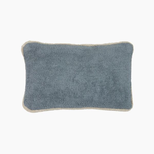 Plush Blue Boucle Cushion - Feather Filler - L30 x W50 x H1 cm - Blue