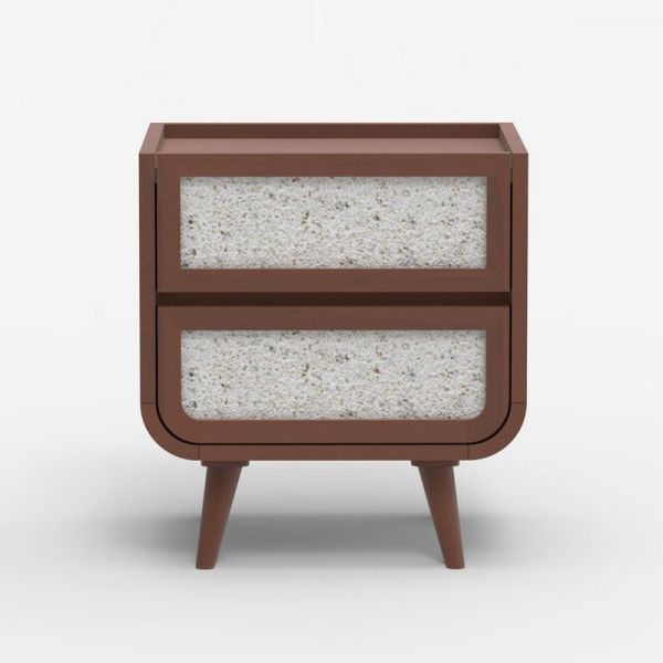 Oxy Two Drawer Side Table - Mango Wood/MDF/Veneer - L50 x W40 x H55 cm - Walnut