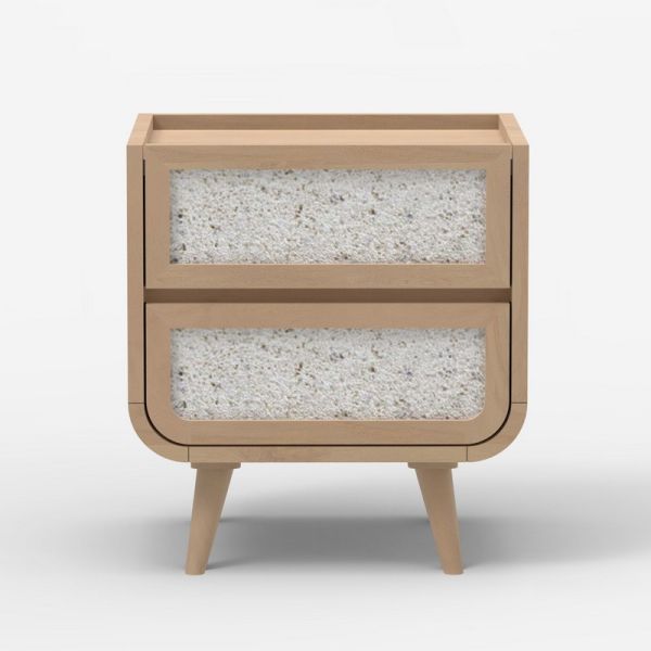 Oxy Two Drawer Side Table - Mango Wood/MDF/Veneer - L50 x W40 x H55 cm - Natural