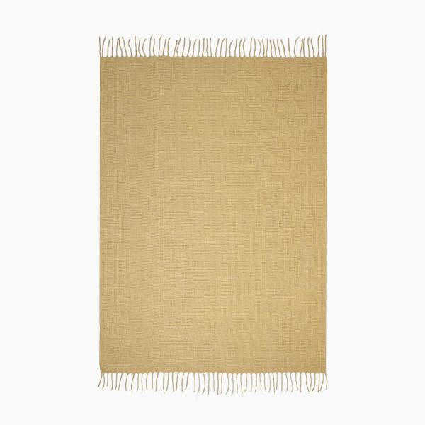 Mary Throw - Cotton - L130 x W180 x H1 cm - Mustard
