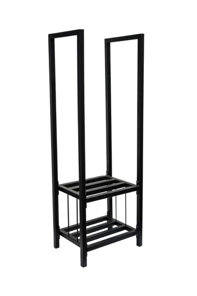 Tall Square Shelved Log Storage - Mild Steel - L38 x W42 x H120 cm - Black