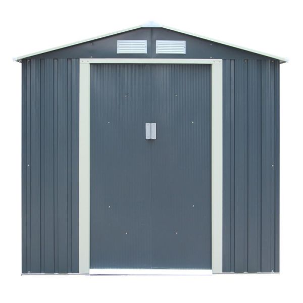 6 x 4 Trentvale Metal Apex Shed - L121 x W201 x H190 cm - Dark Grey