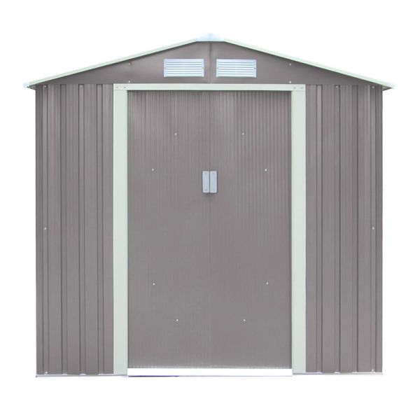 6 x 4 Trentvale Metal Apex Shed - L121 x W201 x H190 cm - Light Grey