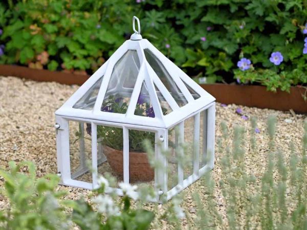 13 Feet Garden Cloche - Cast Iron/Glass - L33 x W33 x H41 cm - Antique Ivory