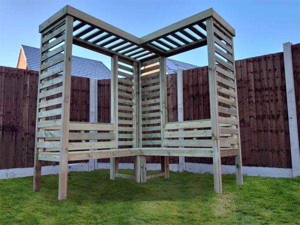 Villamoura Corner Arbour - Timber - L180 x W180 x H202 cm - Minimal Assembly Required