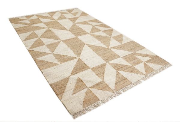 Yati Rectangular Shaped Handwoven Kilim - Jute - L230 x W160 x H1 cm - Beige